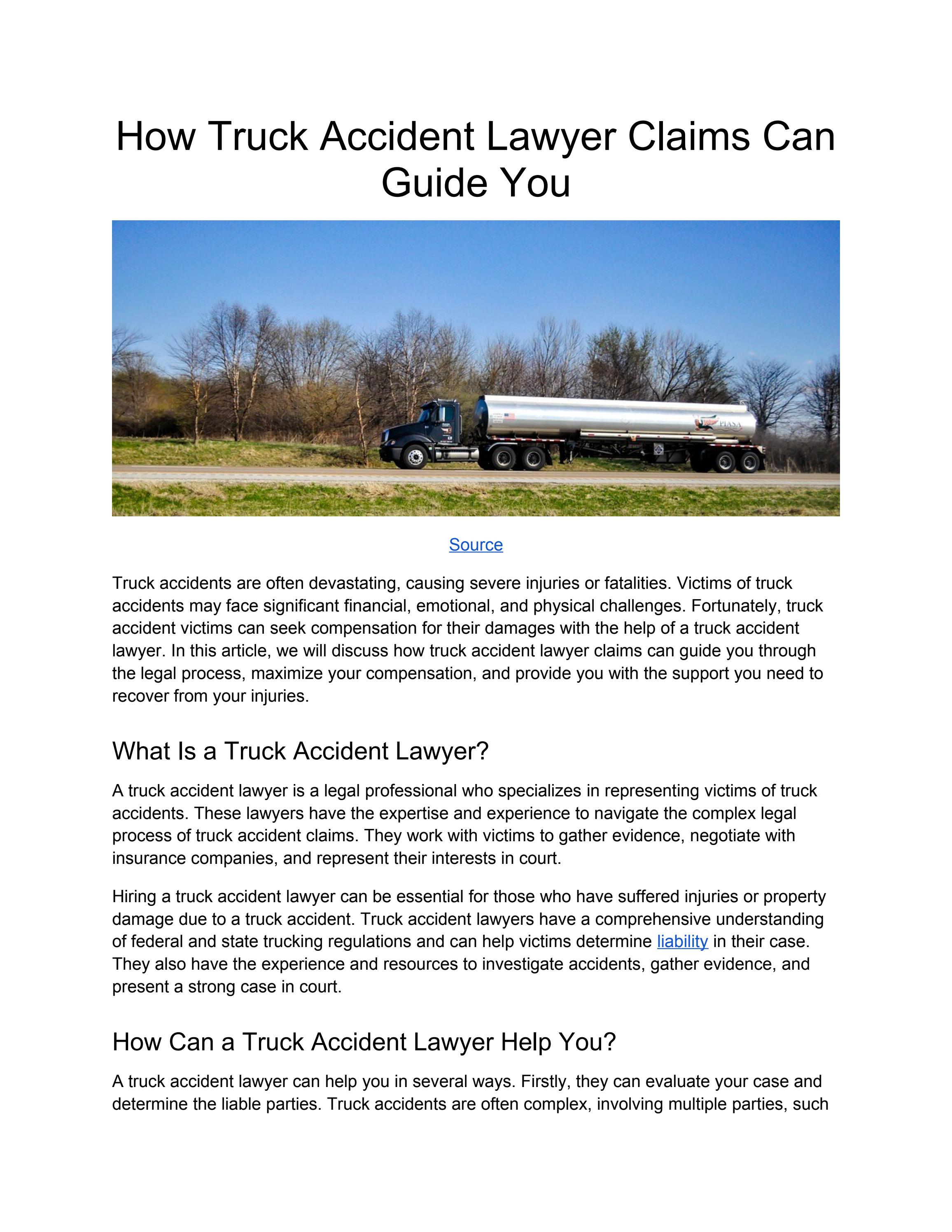 Legal Liabilities in Truck Accidents: A Comprehensive Guide for Victims